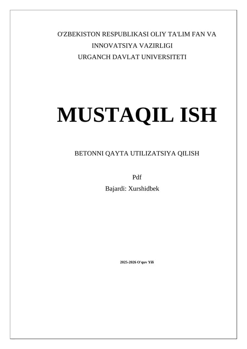 Betonni qayta utilizatsiya qilish 1
