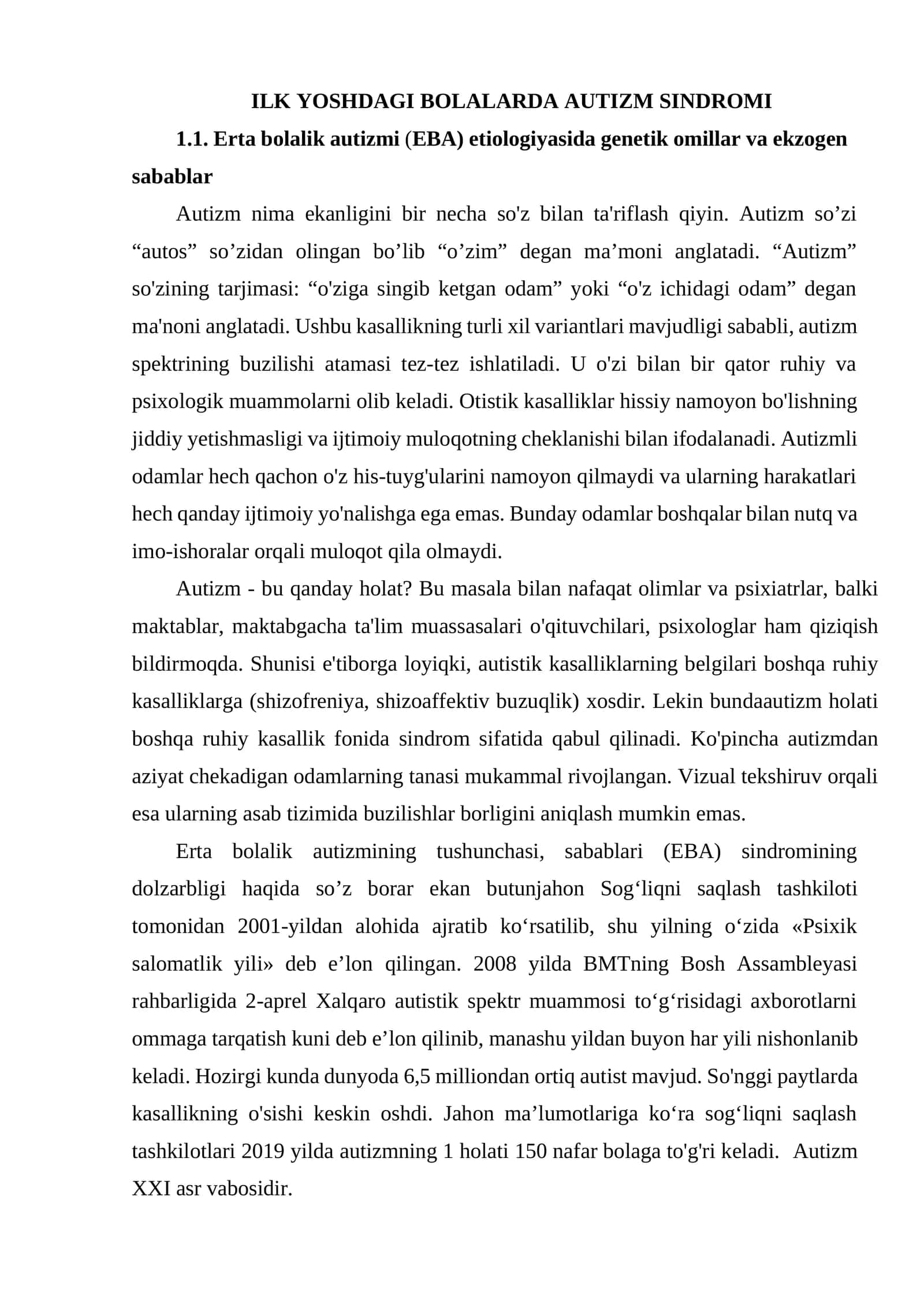 ILK YOSHDAGI BOLALARDA AUTIZM SINDROMI 1