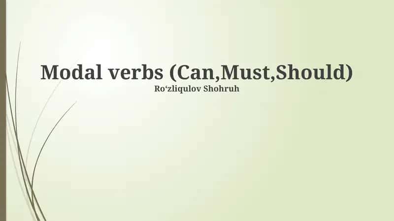 Modal verbs (Can,Must,Should) 1