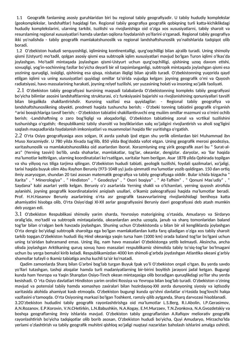 O'zbekistonning regional tabiiy geografiyasi 1