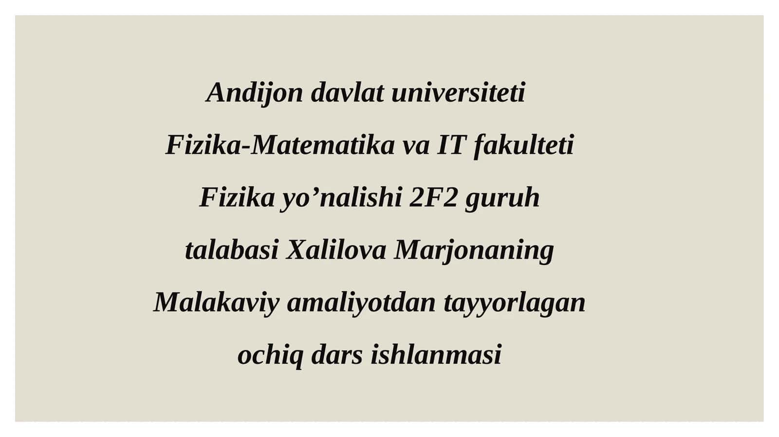 Malakaviy amaliyot dasturi 1