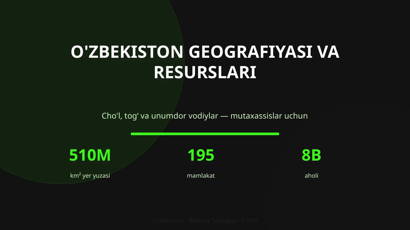 O'ZBEKISTON GEOGRAFIYASI VA RESURSLARI 1