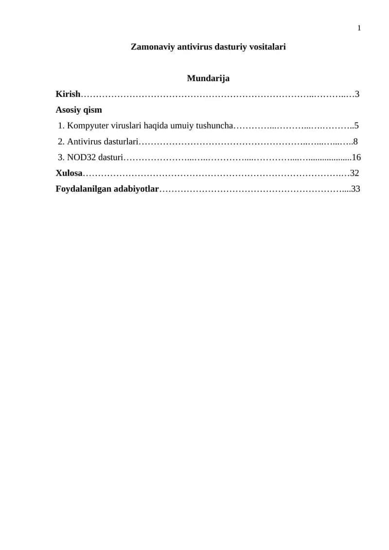 Zamonaviy antivirus dasturiy vositalari 1