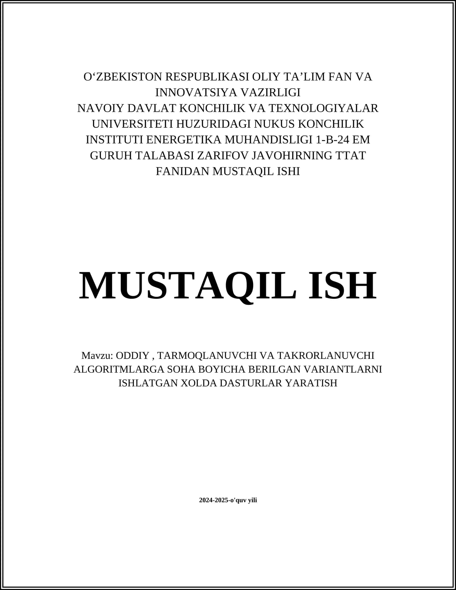 TTAT FANIDAN MUSTAQIL ISHI 1
