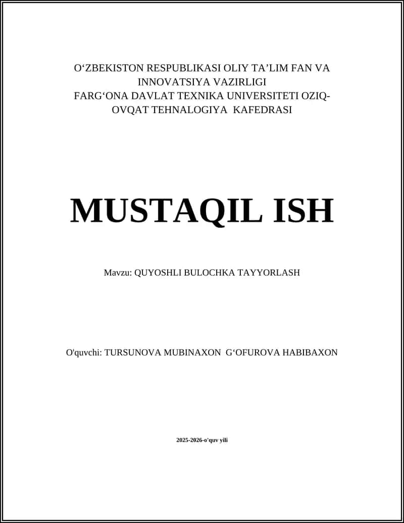 QUYOSHLI BULOCHKA 1