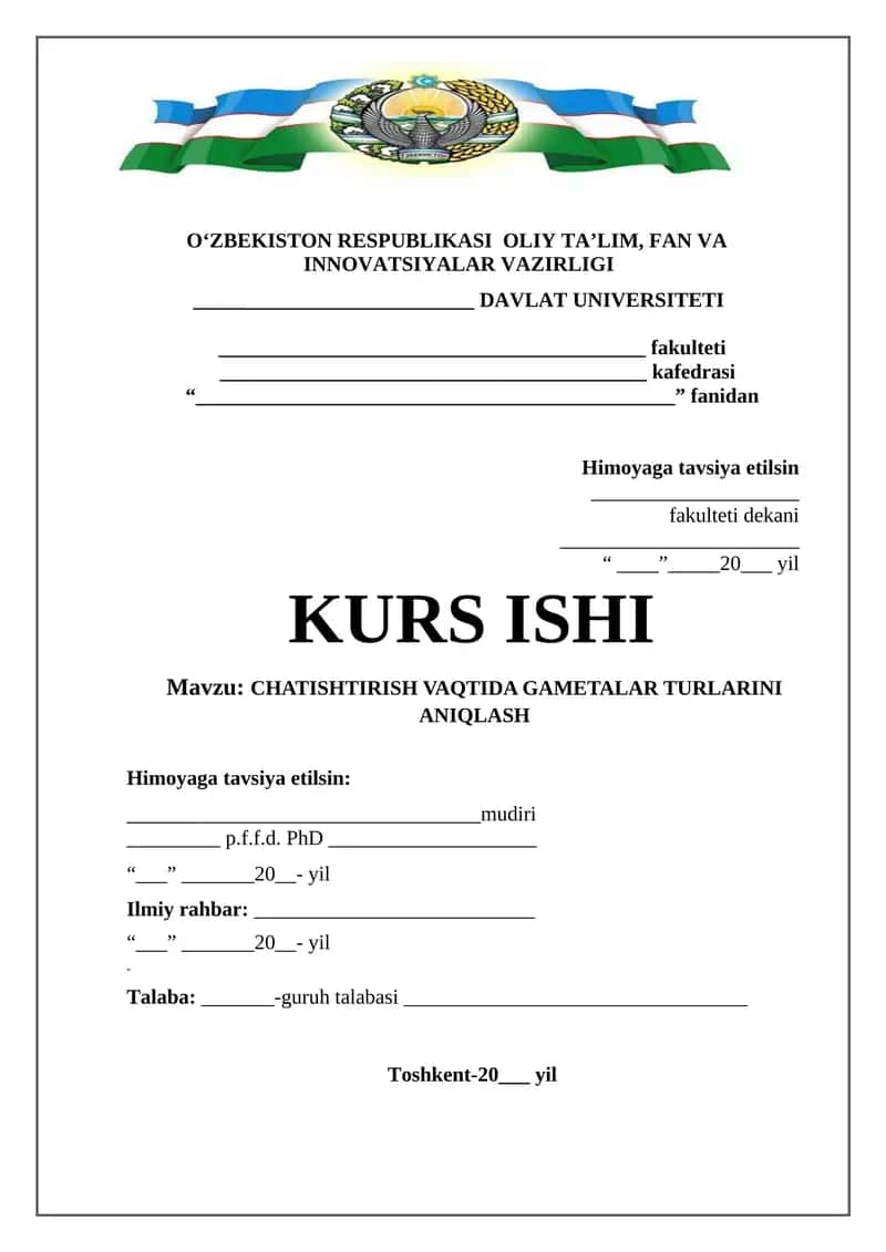 CHATISHTIRISH VAQTIDA GAMETALAR TURLARINI ANIQLASH 1