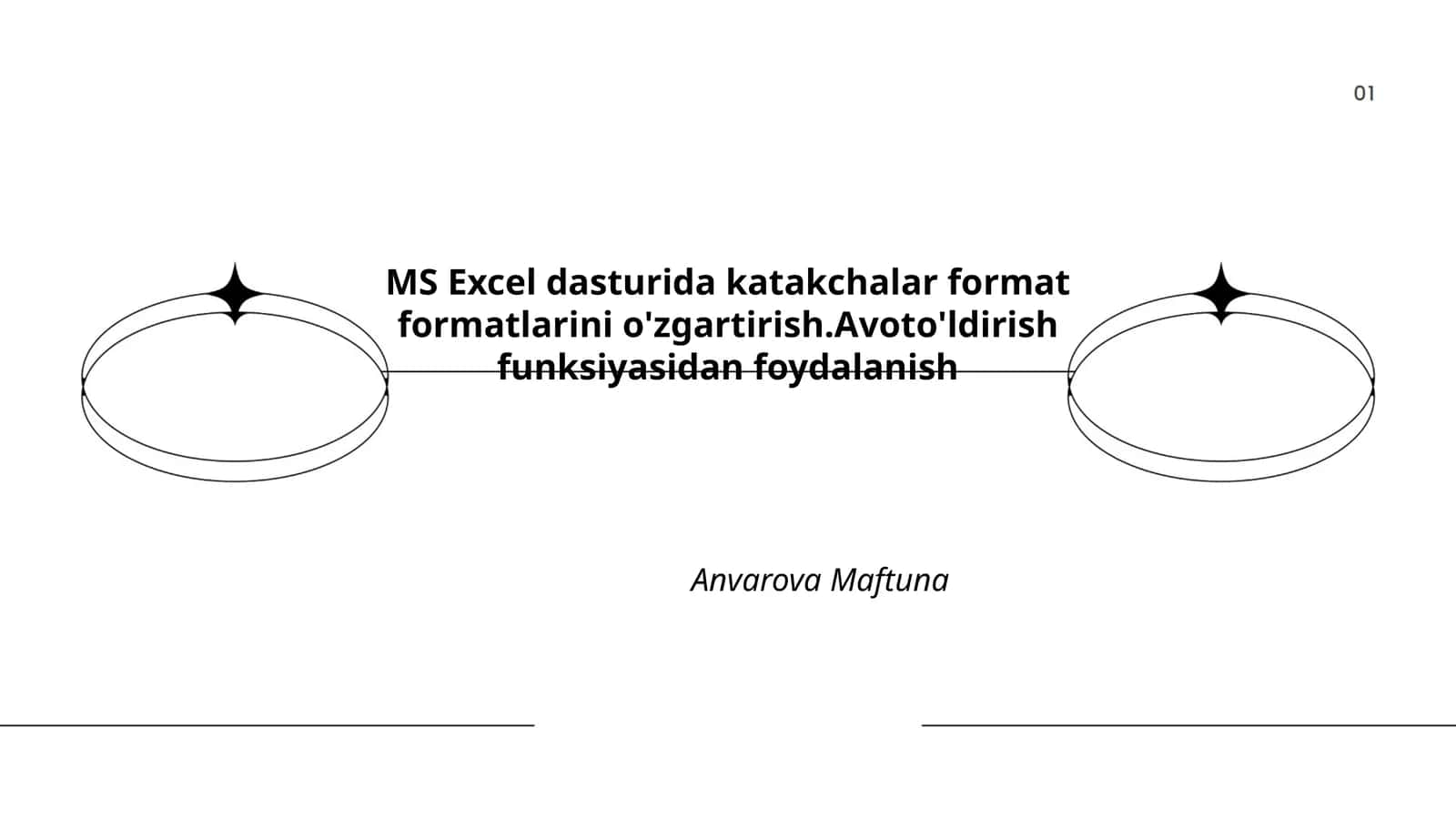 MS Excel dasturida katakchalar format formatlarini o'zgartirish.Avoto'ldirish funksiyasidan foydalanish 1