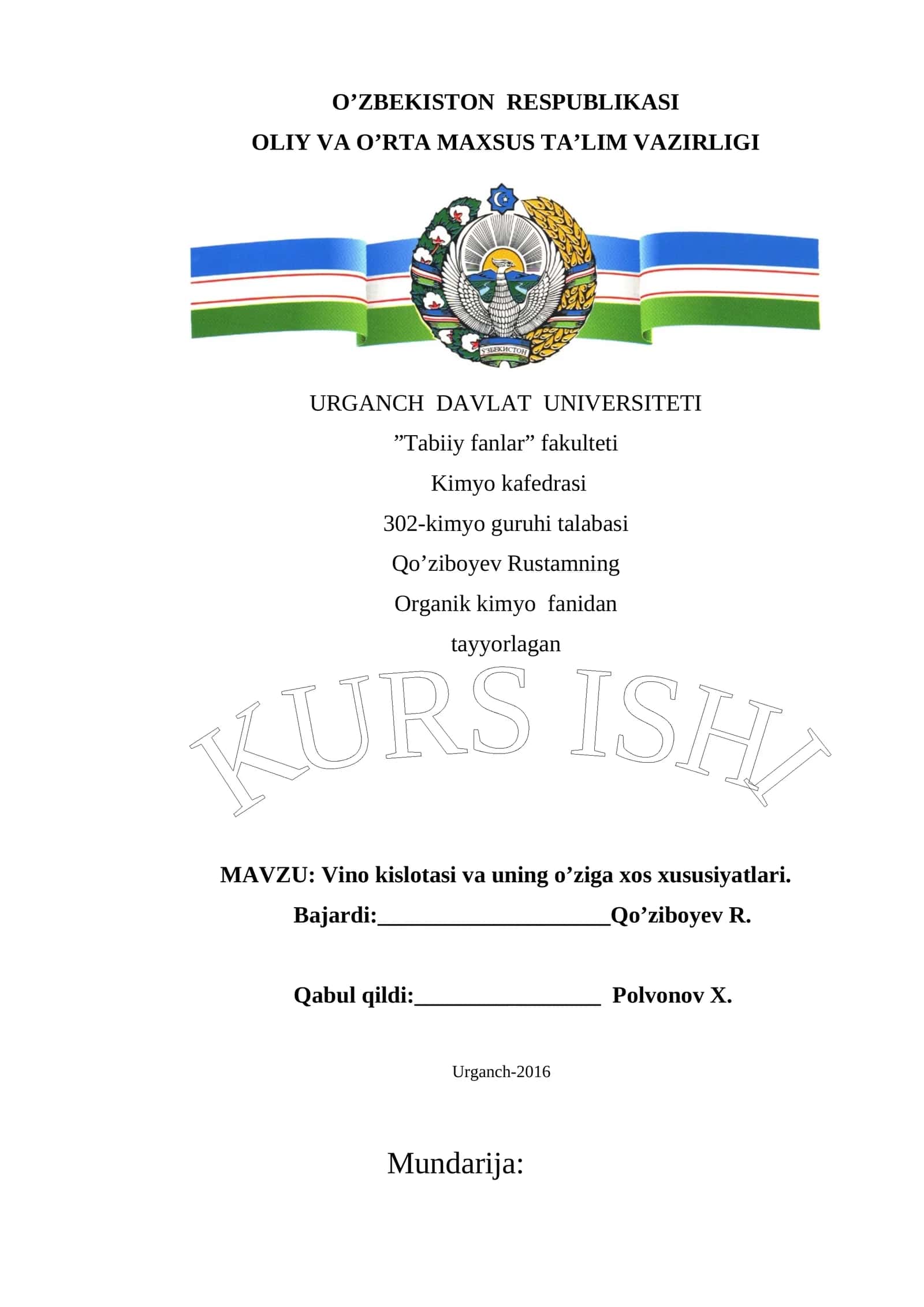 Vino kislotasi va uning o’ziga xos xususiyatlari 1