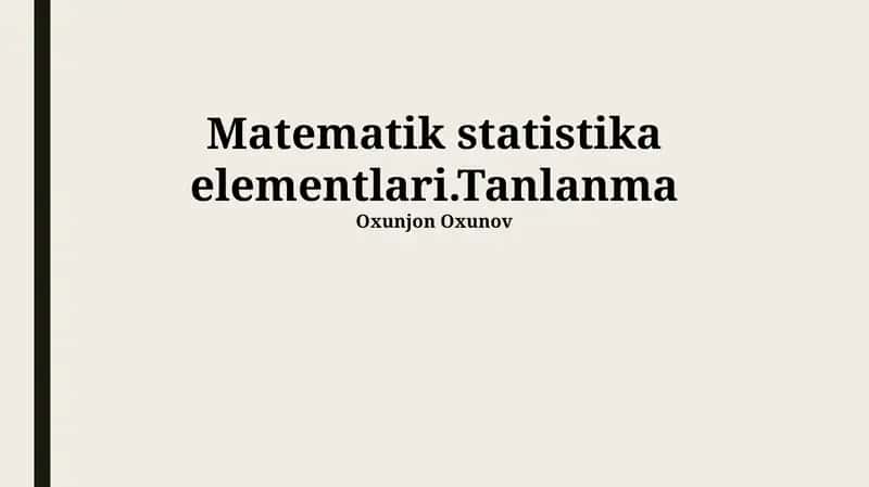Namuna olish tushunchasi 1