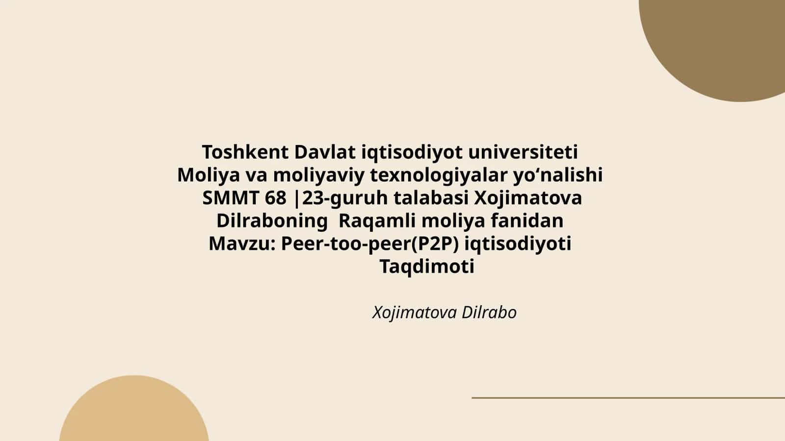 Peer-too-peer(P2P) iqtisodiyoti 1