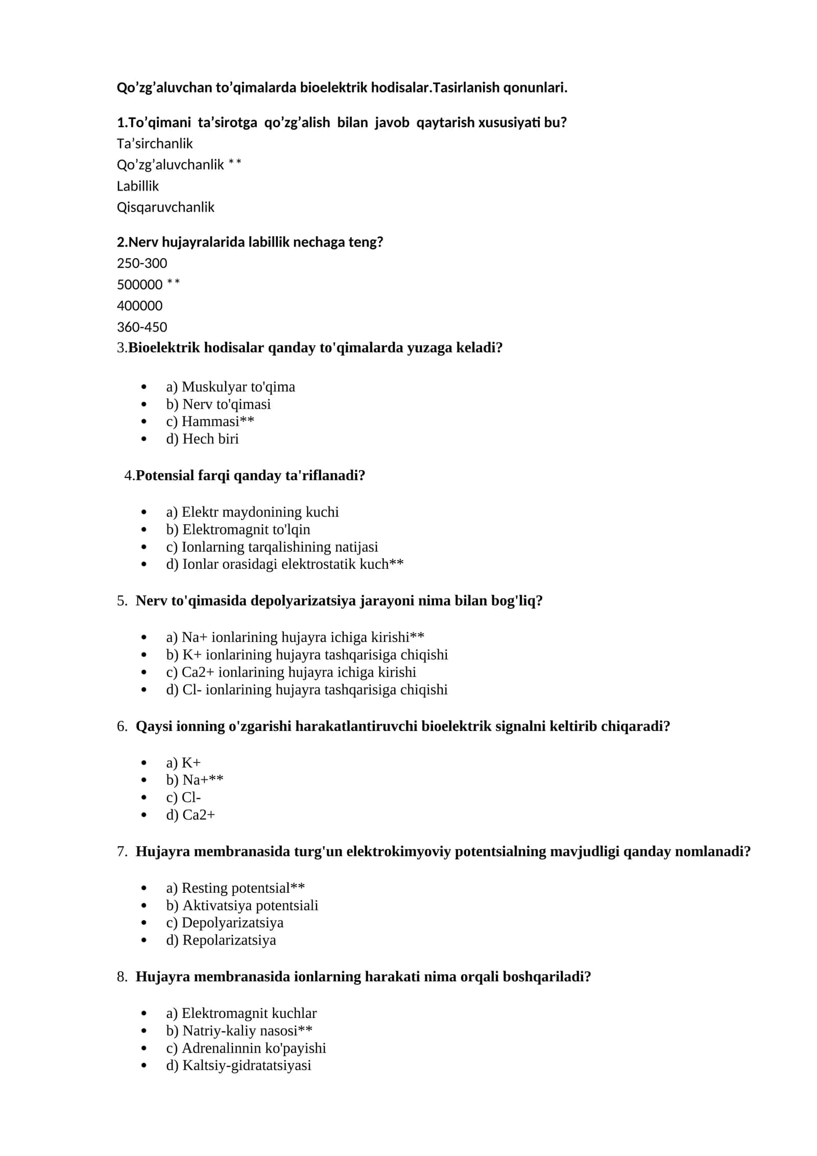 Bioelektrik hodisalar 1