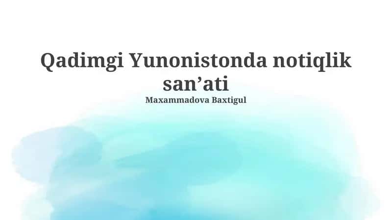 Qadimgi Yunonistonda notiqlik sanʼati 1