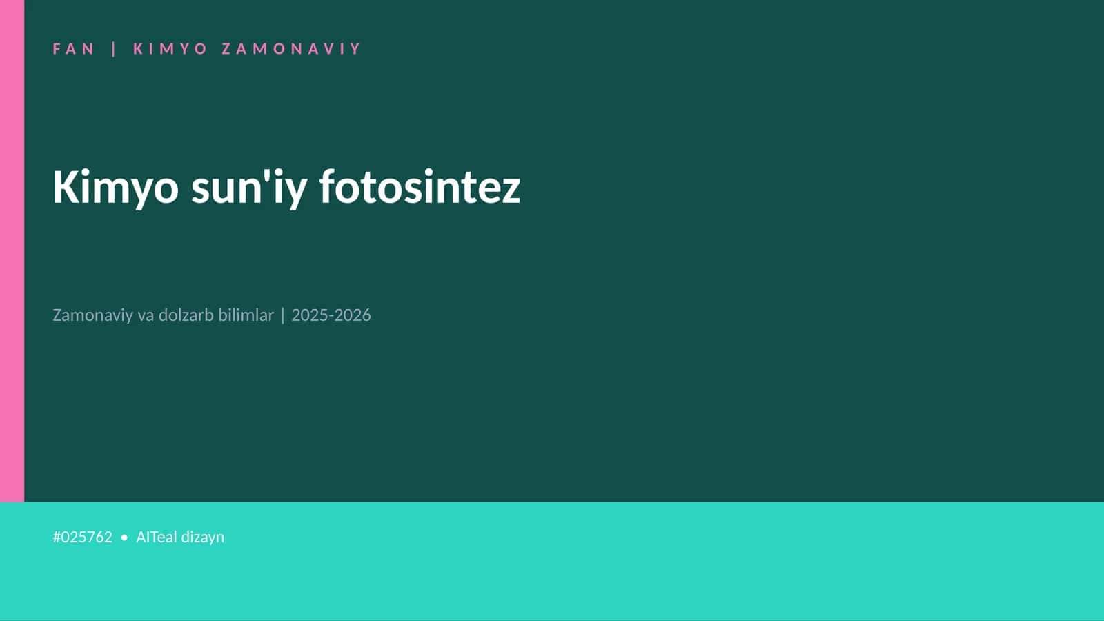 Kimyo sun'iy fotosintez 1