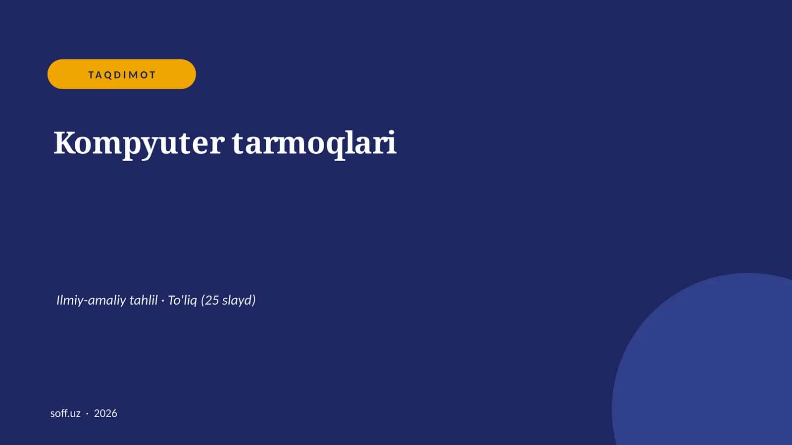 Kompyuter tarmoqlari Ilmiy-amaliy tahlil 1