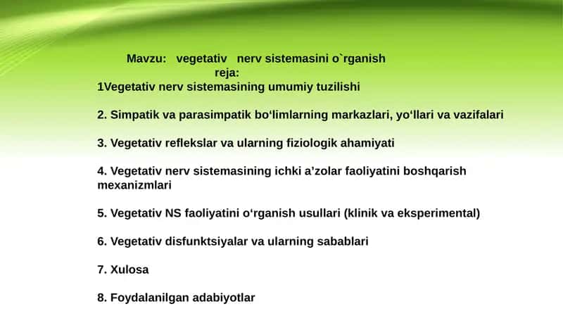 Vegetativ nerv sistema 1