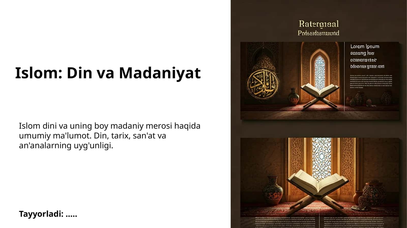 Islom: Din va Madaniyat 1