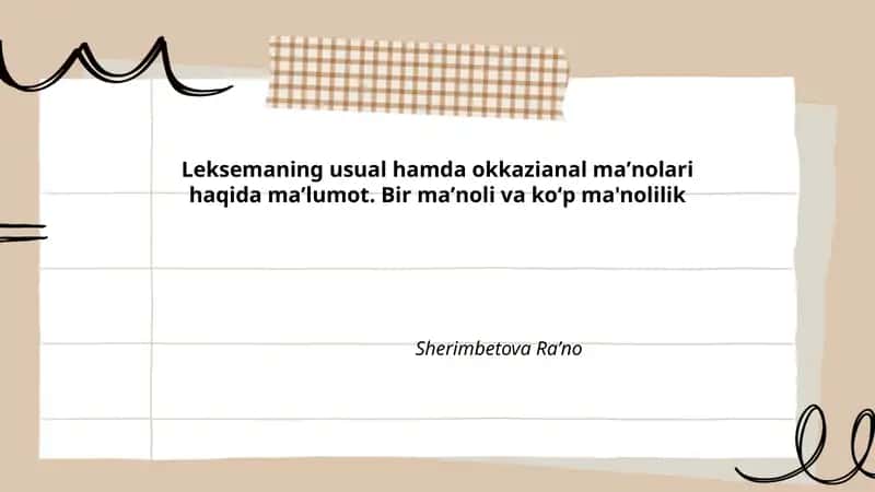 Leksemaning usual hamda okkazianal maʼnolari 1