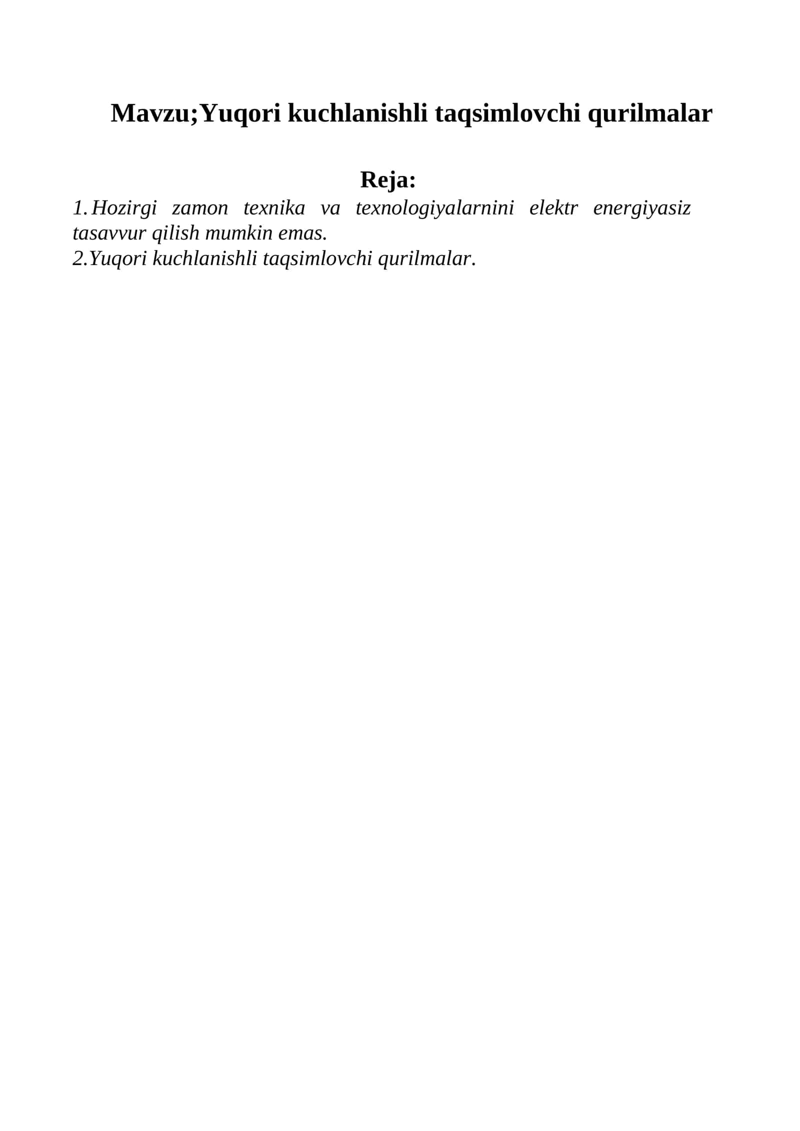Yuqori kuchlanishli taqsimlovchi qurilmalar 1