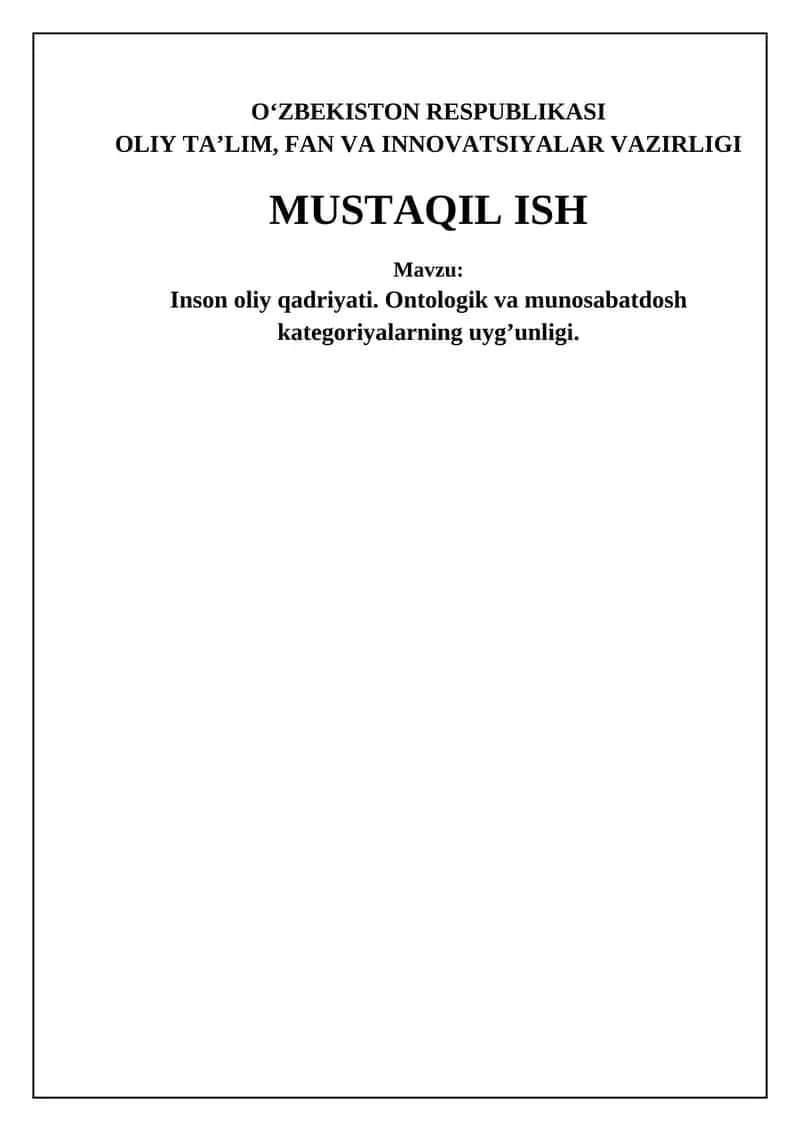 Inson - Oliy Qadriyat Ontologiyasi 1