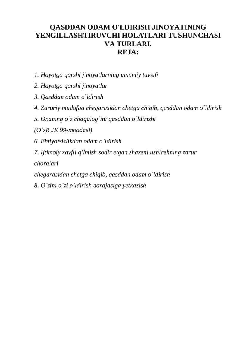 Qasddan odam o'ldirish jinoyati 1