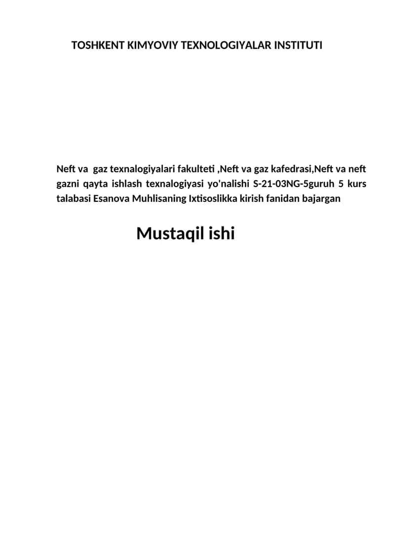 Neft va gaz texnologiyalari 1