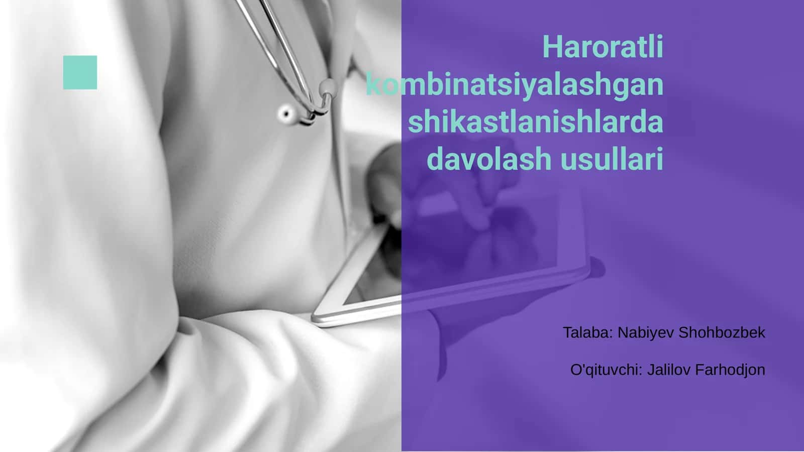 Haroratli kombinatsiyalashgan shikastlanishlarda davolash usullari 1