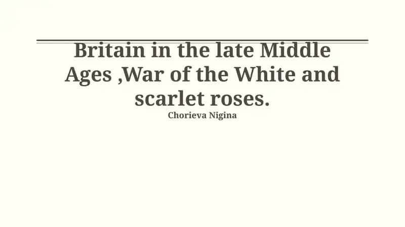 War of the White and Scarlet Roses 1