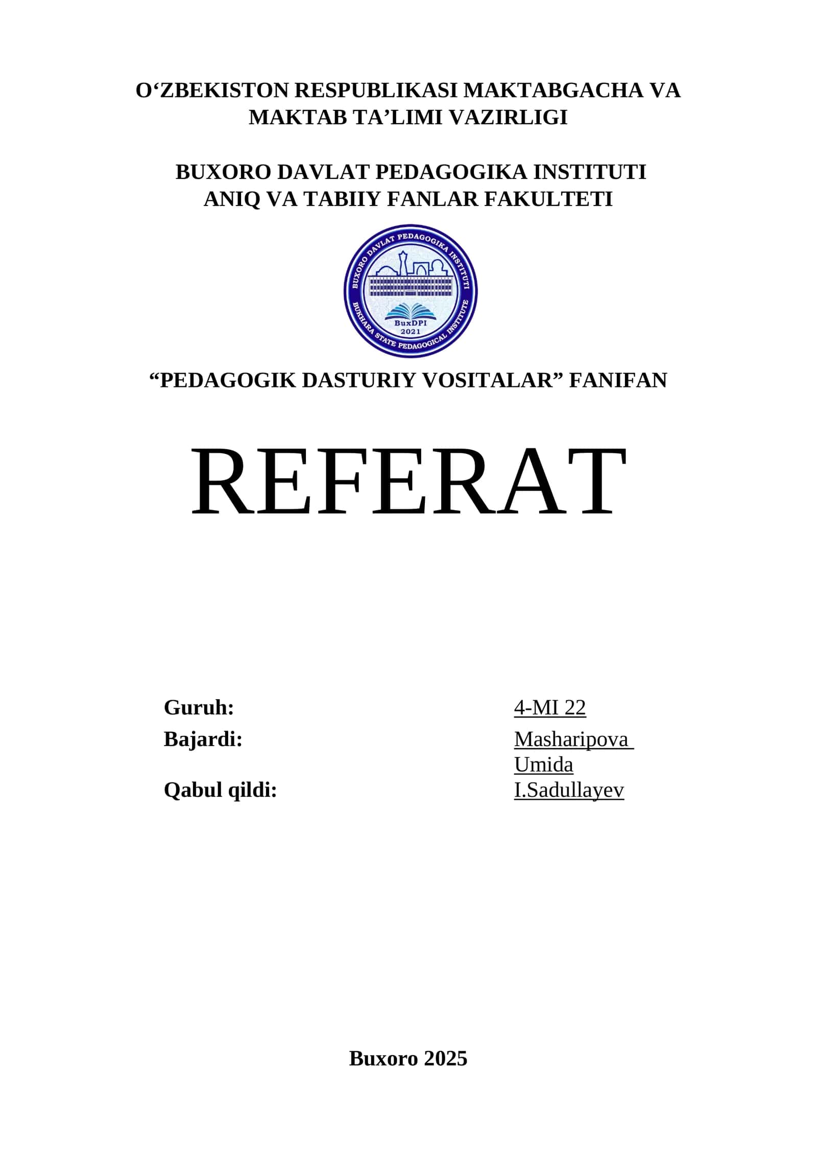 PEDAGOGIK DASTURIY VOSITALAR: TUSHUNCHA VA TASNIFI 1