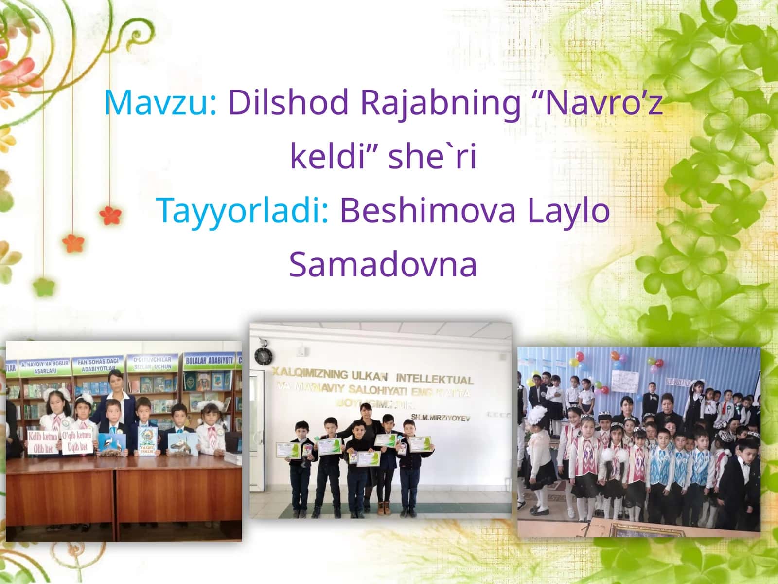 3-sinf O'qish fanidan Navro'z keldi she'ri dars taqdimot 1