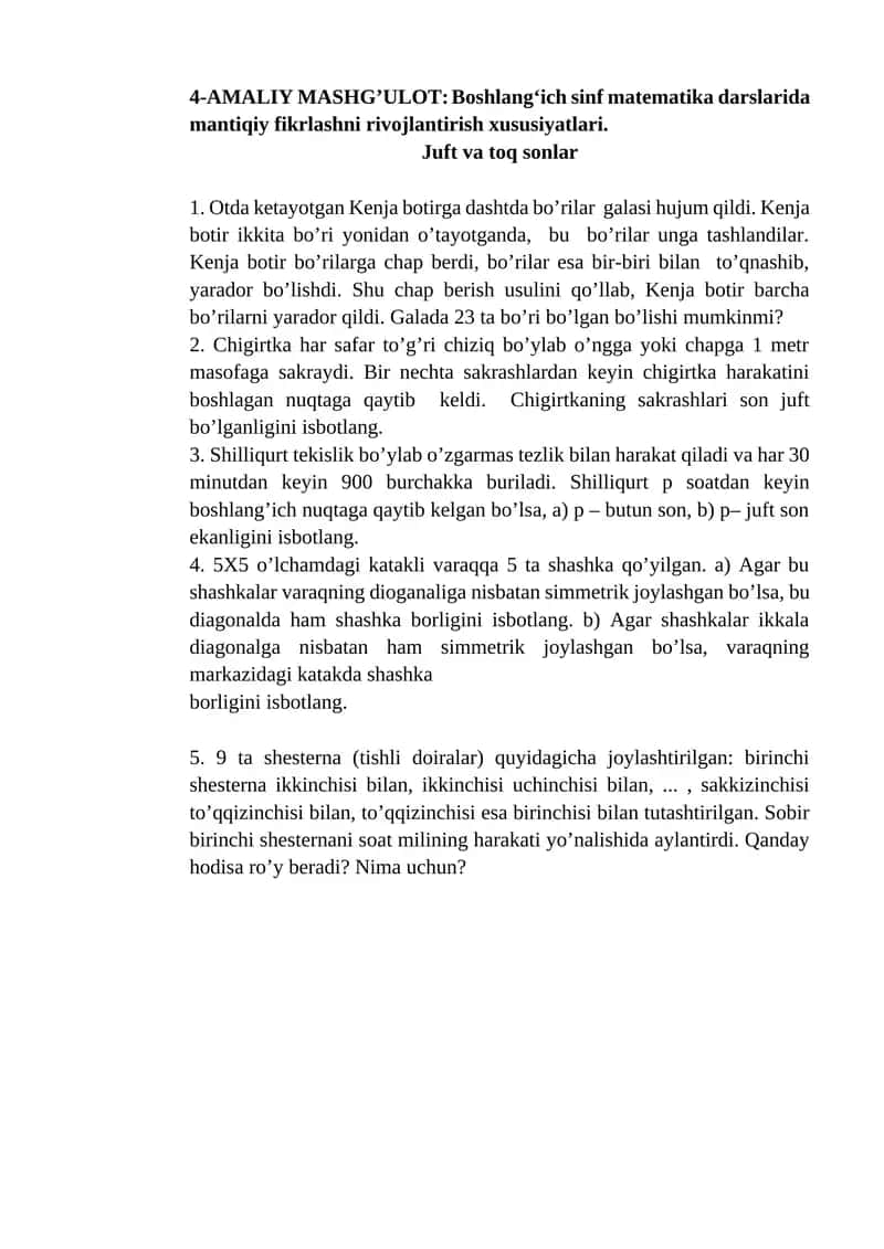 Boshlang‘ich sinf matematika darslari 1