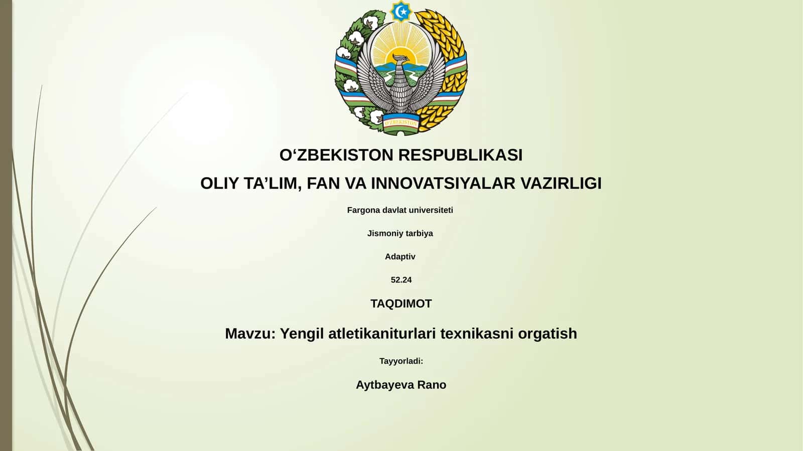 Yengil atletikaniturlari texnikasni orgatish 1