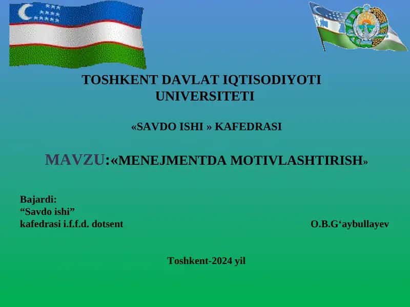 Менежментда мотивлаштириш 1