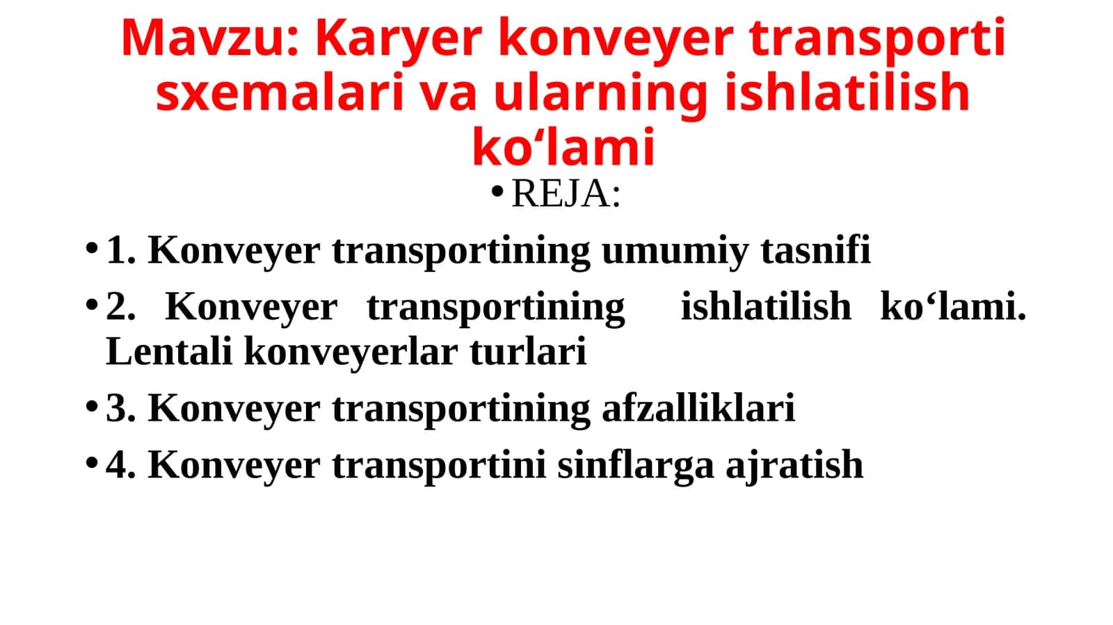 Konveyer Transporti Sxemalari va ularning Ishlatilish Ko‘lami 1