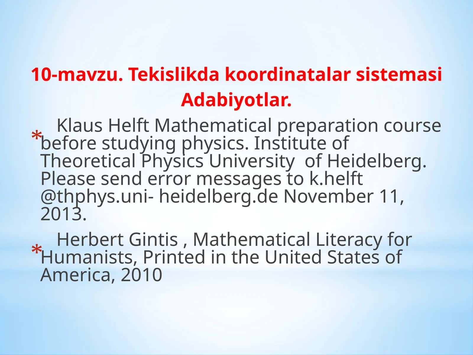 10-mavzu.Tekislikdakoordinatalarsistemasi 1