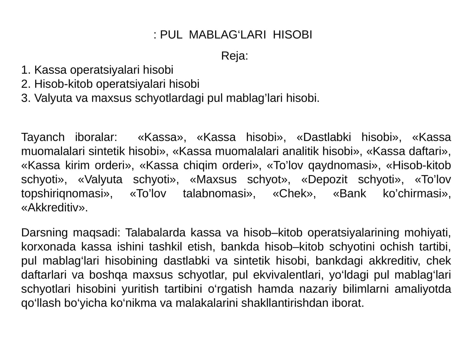 PUL MABLAG‘LARI HISOBI 1