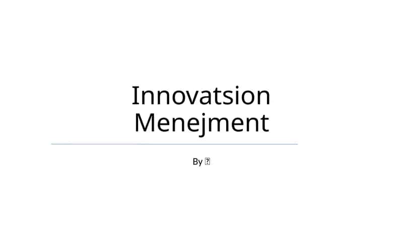 Innovatsion Menejment 1