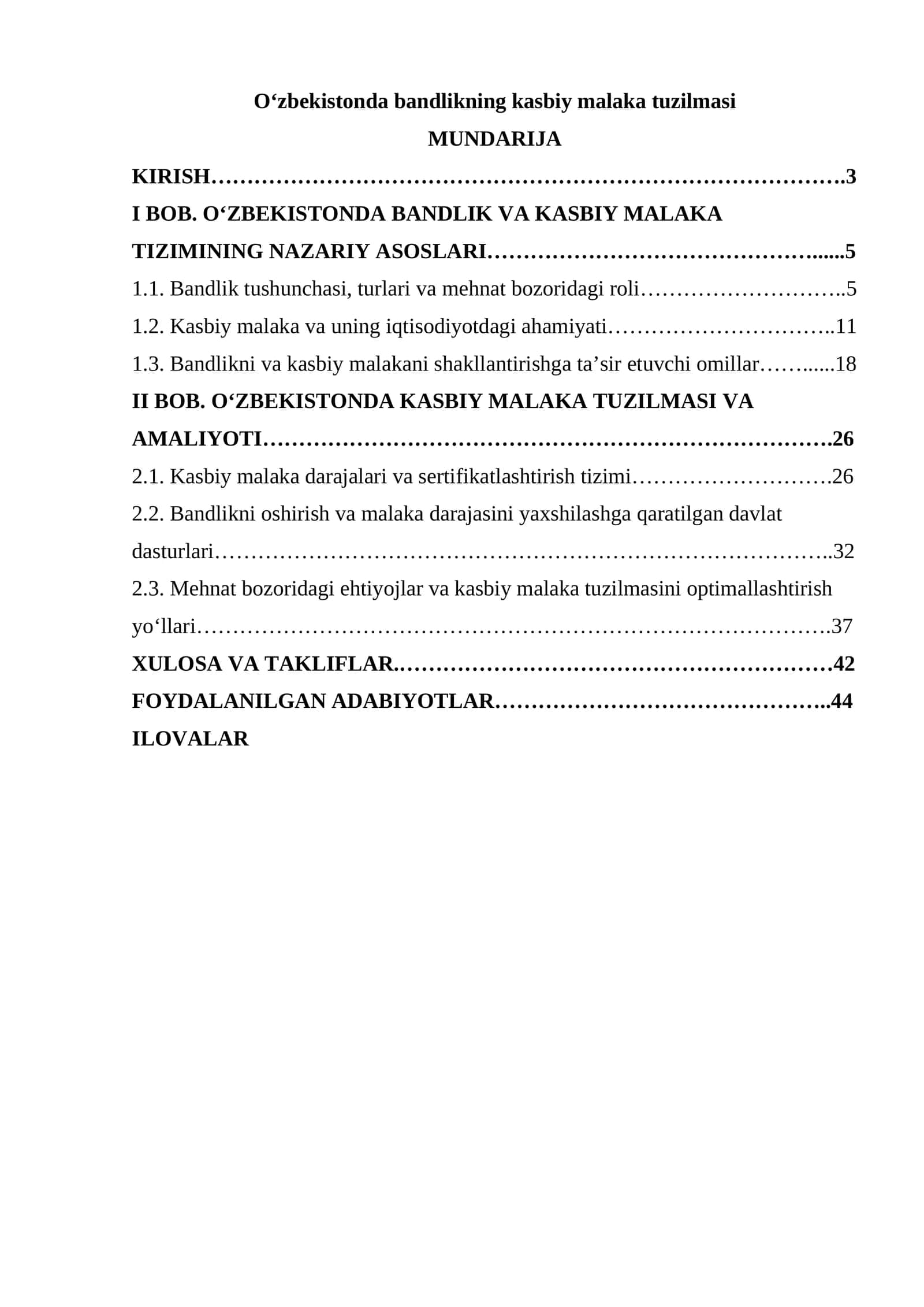 O‘zbekistonda bandlikning kasbiy malaka tuzilmasi 1