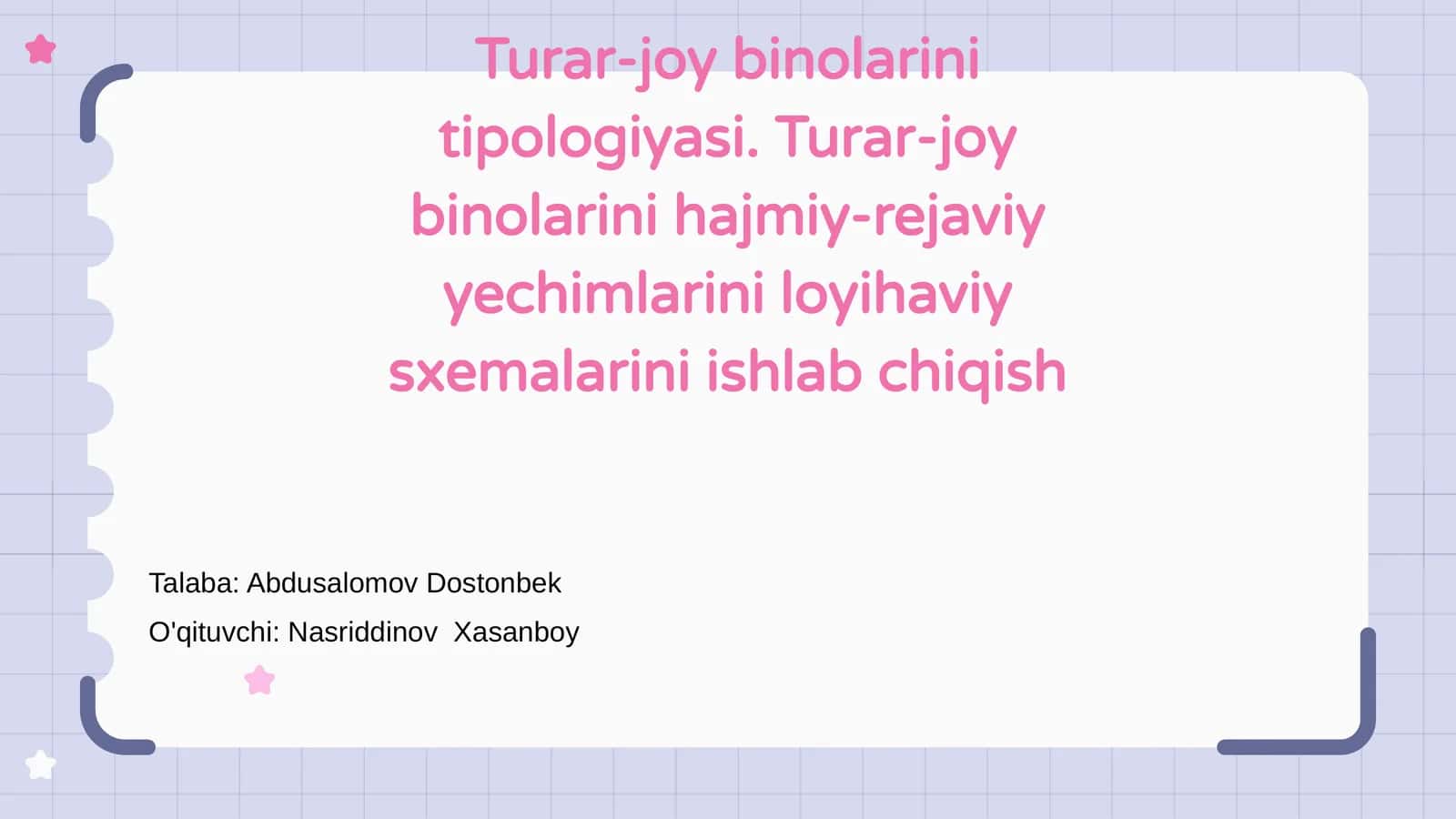 Turar-joy binolarini tipologiyasi 1