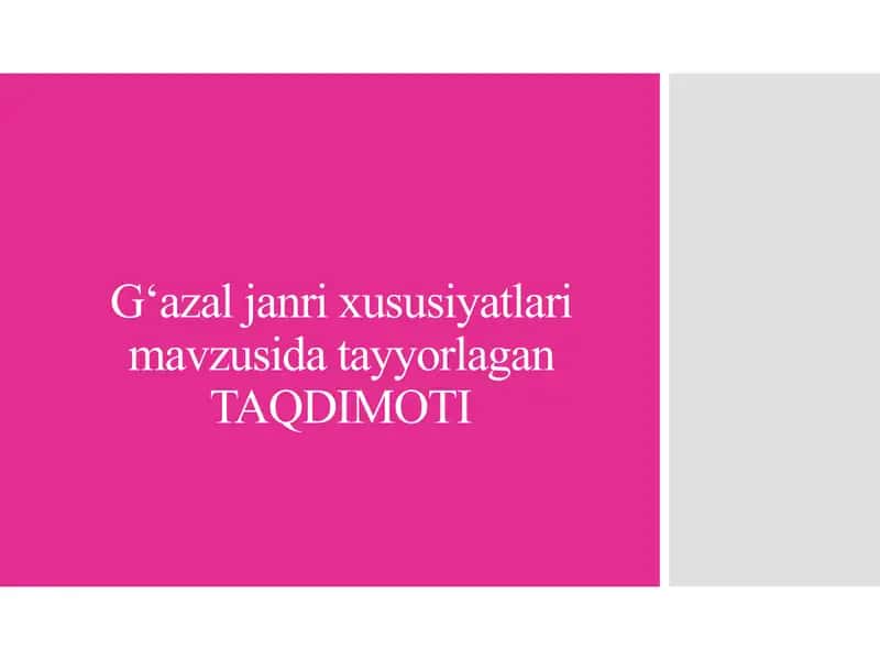 Gʻazal janri xususiyatlari 1
