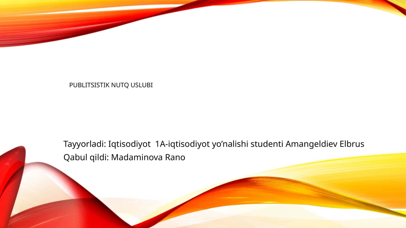 Ta'lim dasturi: Publitsistik Nutq Uslubi 1