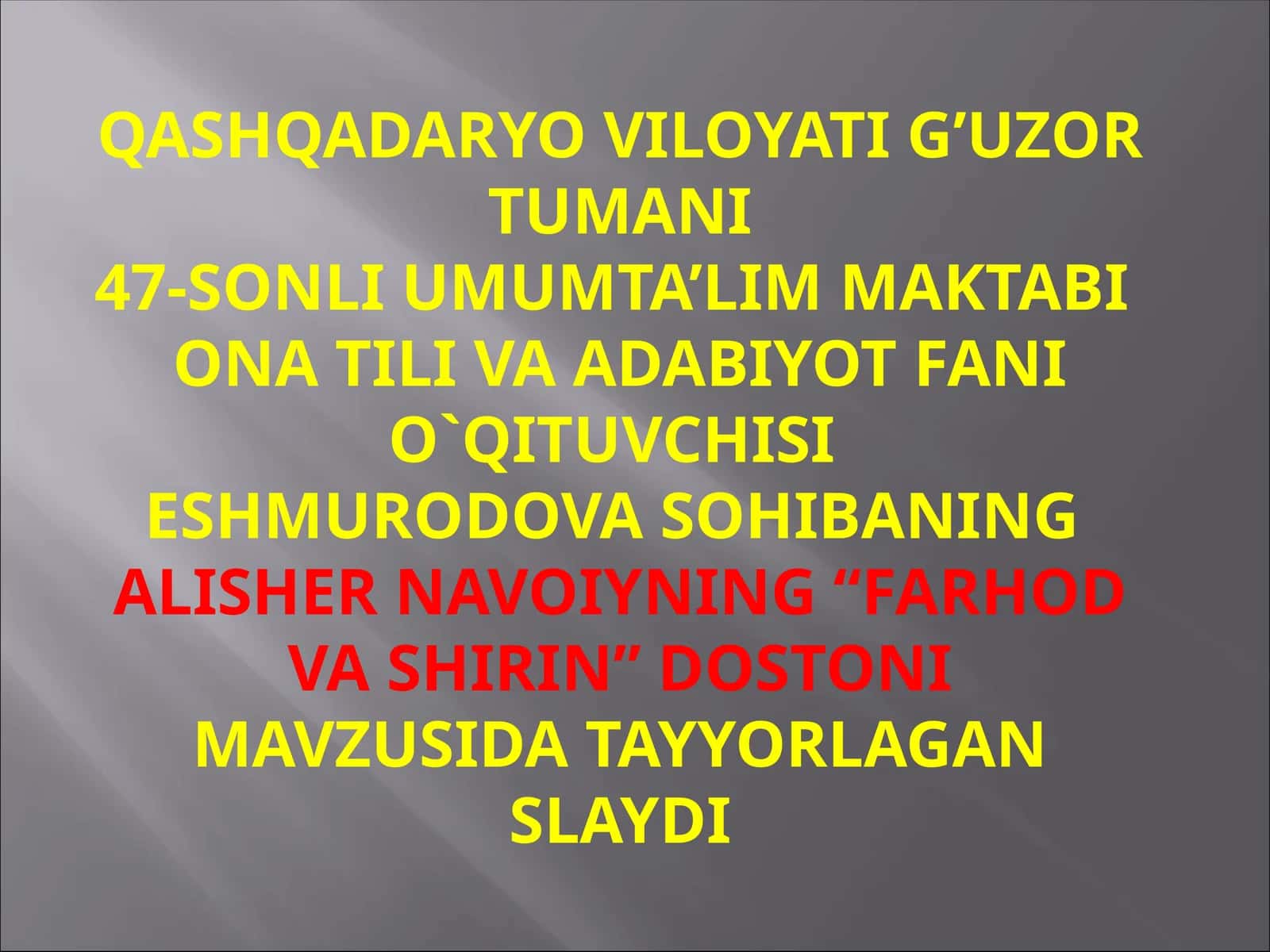 9-sinf Adabiyot fanidan Farxod va Shirin dostoni dars ishlanma 1