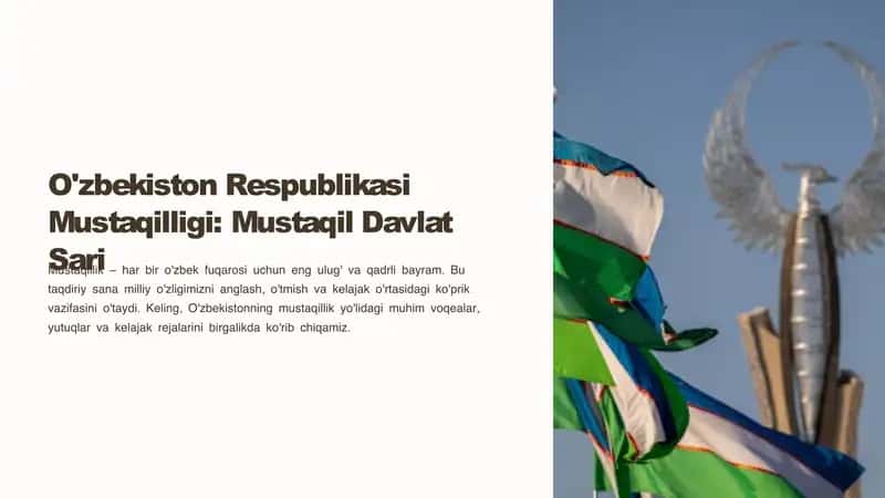 O'zbekiston Respublikasi Mustaqilligi: Mustaqil Davlat Sari 1