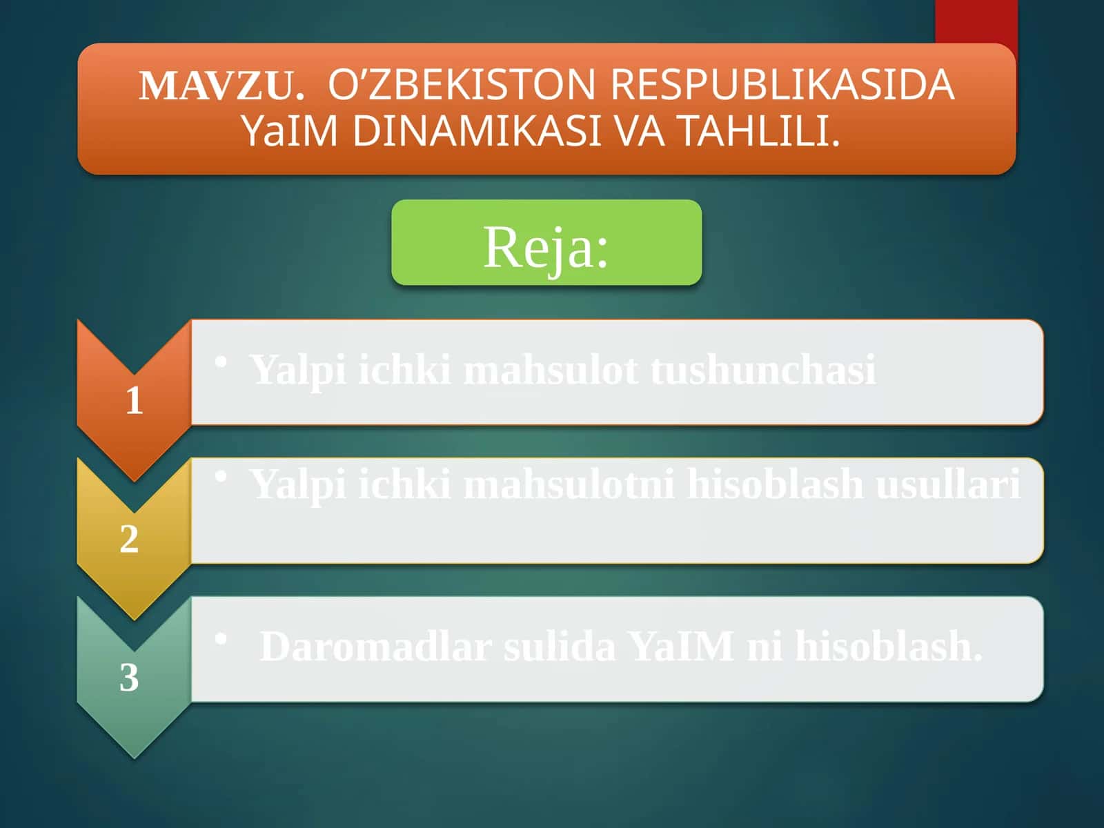 Yalpi ichki mahsulot (YaIM) va Yalpi milliy mahsulot (YaMM) 1