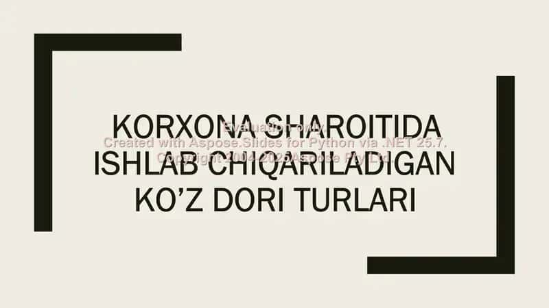 Ko'z dori turlari 1