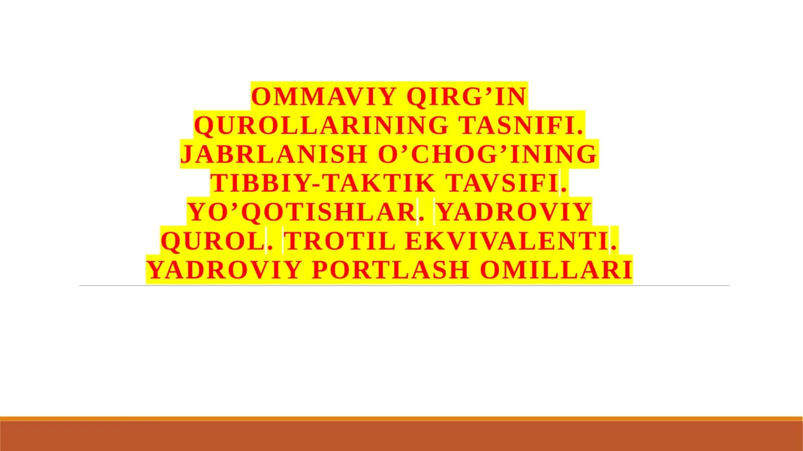 OMMAVIY QIRG’IN QUROLLARINING TASNIFI 1