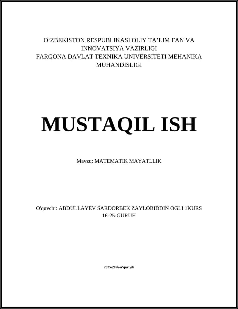 Matematik Mayatllik 1
