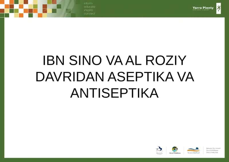 IBN SINO VA AL ROZIY DAVRIDAN ASEPTIKA VA ANTISEPTIKA 1