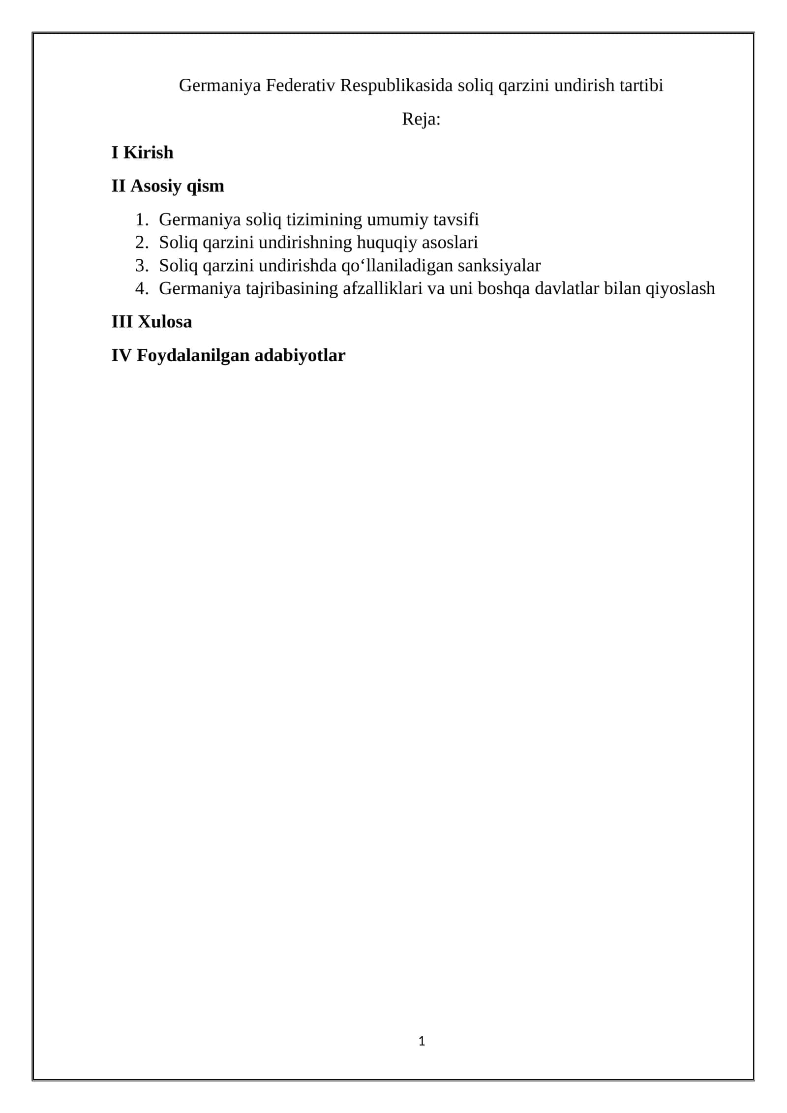 Germaniya Federativ Respublikasida soliq qarzini undirish tartibi 1