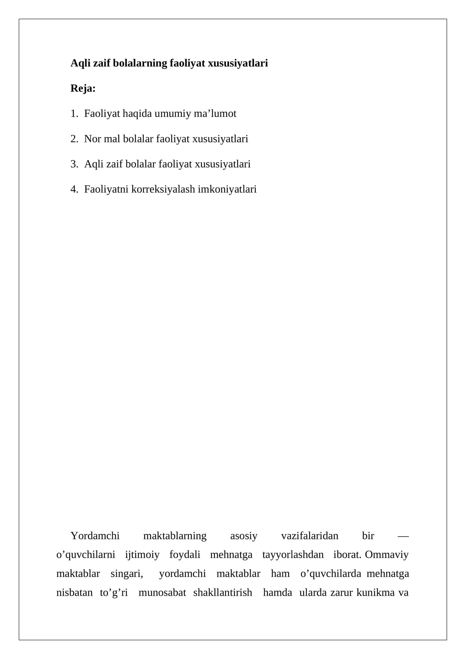 Aqli zaif bolalarning faoliyat xususiyatlari 1