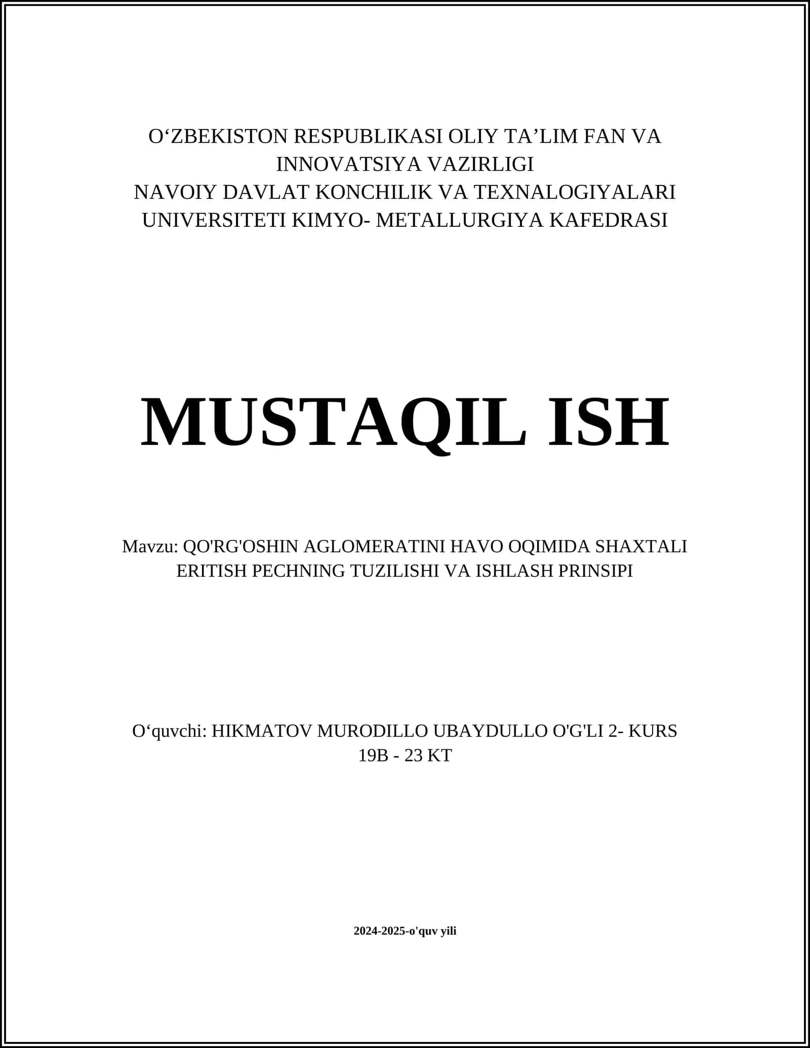 QO'RG'OSHIN AG'LOMERATING TASHKILI TUZILISHI 1